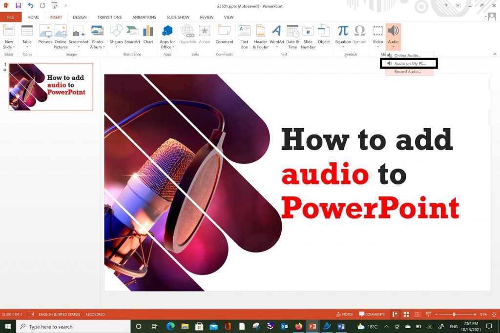 how to create a powerpoint presentation with audio